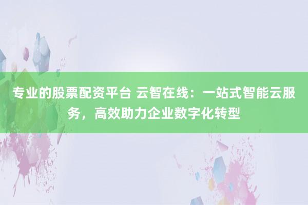 专业的股票配资平台 云智在线：一站式智能云服务，高效助力企业数字化转型
