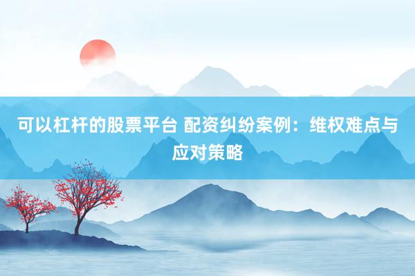 可以杠杆的股票平台 配资纠纷案例：维权难点与应对策略