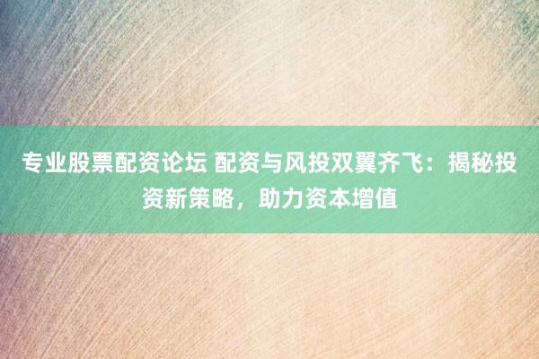 专业股票配资论坛 配资与风投双翼齐飞：揭秘投资新策略，助力资本增值