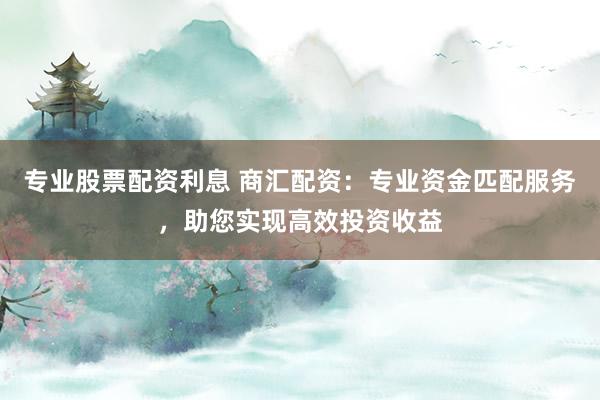 专业股票配资利息 商汇配资：专业资金匹配服务，助您实现高效投资收益