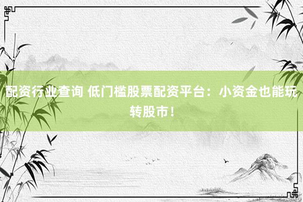 配资行业查询 低门槛股票配资平台:小资金也能玩转股市!