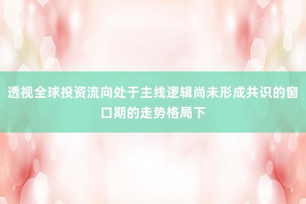 透视全球投资流向处于主线逻辑尚未形成共识的窗口期的走势格局下
