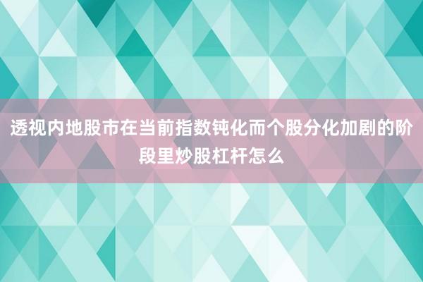透视内地股市在当前指数钝化而个股分化加剧的阶段里炒股杠杆怎么