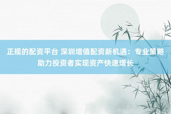 正规的配资平台 深圳增值配资新机遇:专业策略助力投资者实现资产快速增长