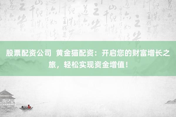 股票配资公司  黄金猫配资：开启您的财富增长之旅，轻松实现资金增值！