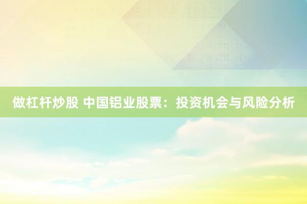 做杠杆炒股 中国铝业股票：投资机会与风险分析