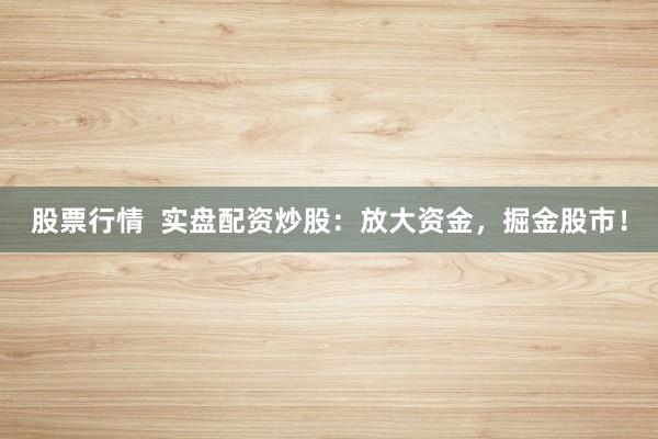 股票行情 实盘配资炒股:放大资金,掘金股市!