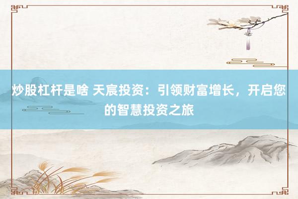 炒股杠杆是啥 天宸投资：引领财富增长，开启您的智慧投资之旅
